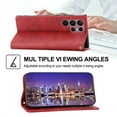 thumbnail image 6 of Tarise for Samsung Galaxy S22 Ultra 5G Flip Cover, Luxury PU Leather Shockproof Folding Kickstand Card Holder Pocket Wallet Wrist Strap Handbag Phone Case for Samsung S22 Ultra 6.8 inch, Red, 6 of 9