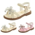 thumbnail image 4 of EnJoCho Fashion Spring Summer Children Sandals Little Girls Flat Open Toe Rhinestone Solid Bowknot Princess Style Baby Girls Casual Daily Shoes, 4 of 9