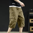 thumbnail image 6 of Men's Cotton Multi Pocket Cargo Shorts Work Pants Knee Length Sports Shorts Button Zipper Closure Casual Daily Hiking Golf Summer Travel | Zenithor,Green 3XL, 6 of 9