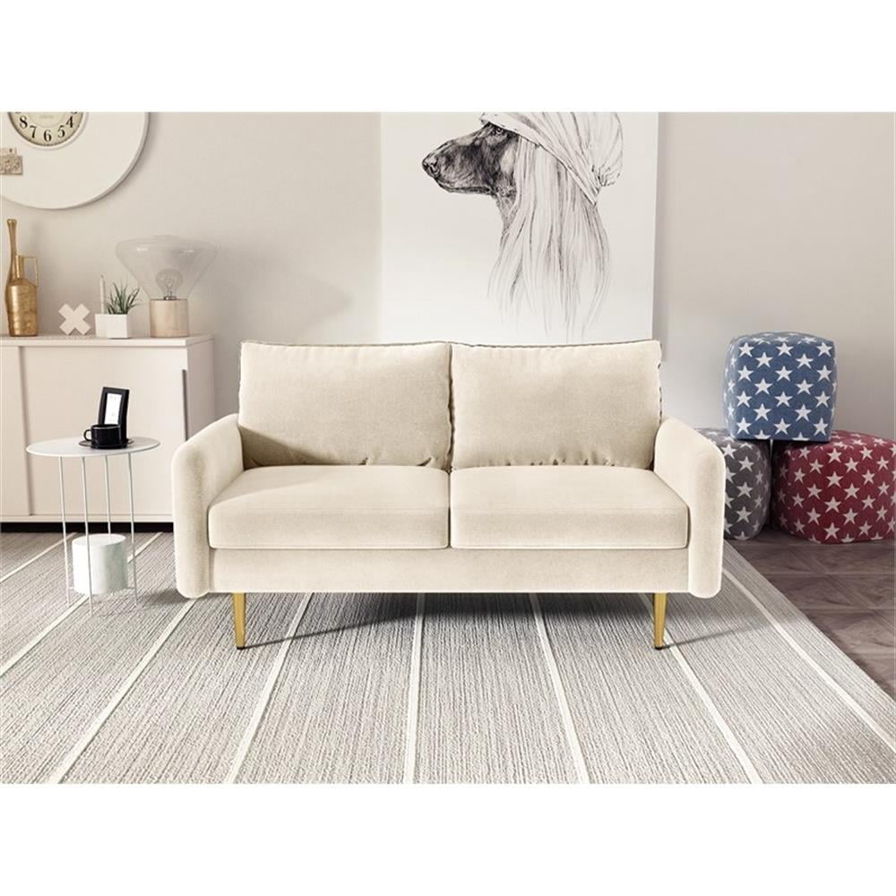 Kingway Furniture Almor Velvet Living Room Loveseat in Beige