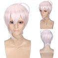 thumbnail image 1 of Peluca para cosplay, anime, rosa claro, color rosa claro, con flequillo frontal, 15 cm, 1 of 1
