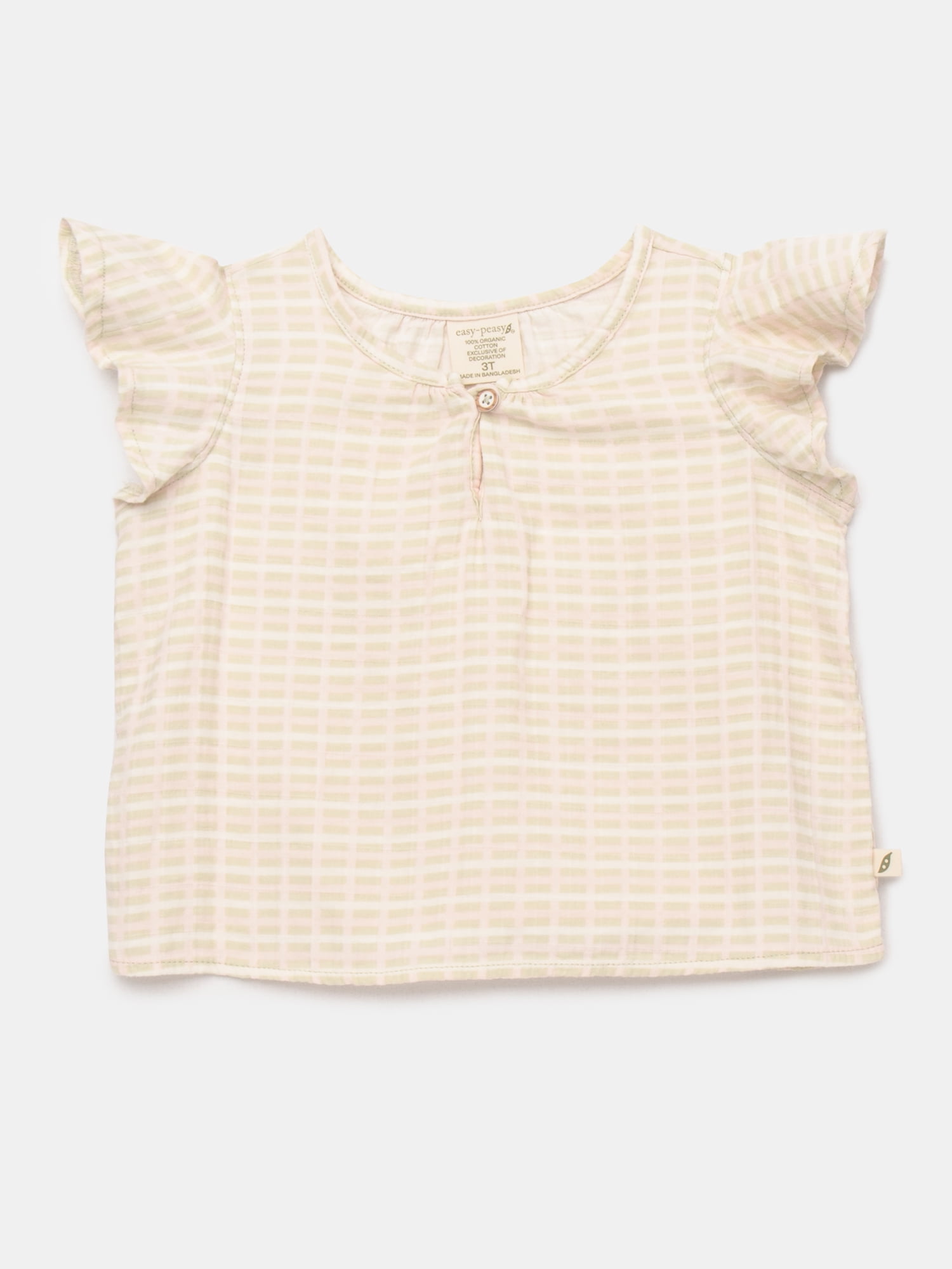 easy-peasy Toddler Girls Organic Dobby Check Ruffle Top & Shorts Set, 2-Piece, Sizes 18M-5T