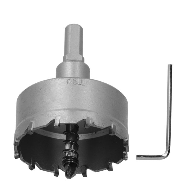 Sierra perforadora con dientes de carburo, taladros TCT de alta resistencia, abridor de agujeros para placa de Metal de acero inoxidable, 60mm