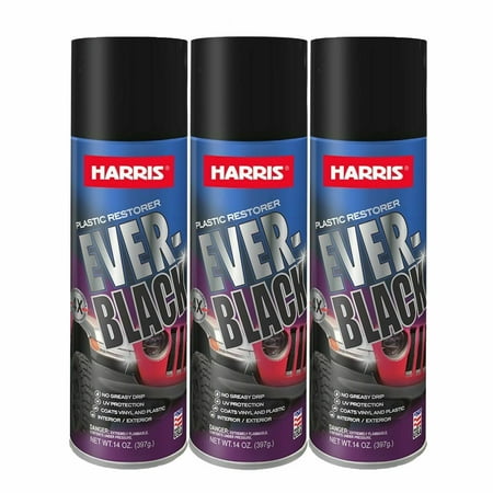 Harris Ever Black Trim Plastic Restorer Aerosol 14oz Back to Black, not a Tire Shine, 3 Pack