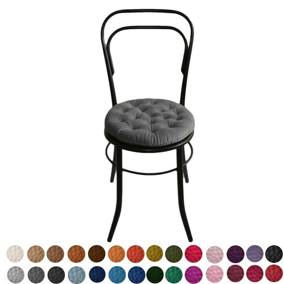 My Infinity Store 16" Plush Round Tufted Chair Pad/Cushions Tie-Backs (Gray,2 Piece)