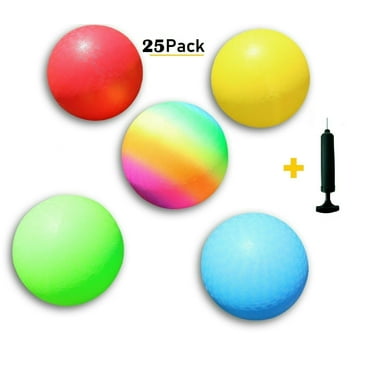 25 Pack! Playground Balls (Colors:Red,Blue,Green,Yellow,Rainbow)