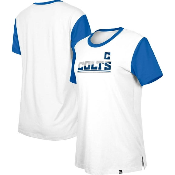 Women's New Era  White/Royal Indianapolis Colts Third Down Colorblock T-Shirt