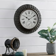 FirsTime & Co.® Everly Rattan Outdoor Clock, American Crafted, Dark Brown, 14 x 2.75 x 14 in, (31182)
