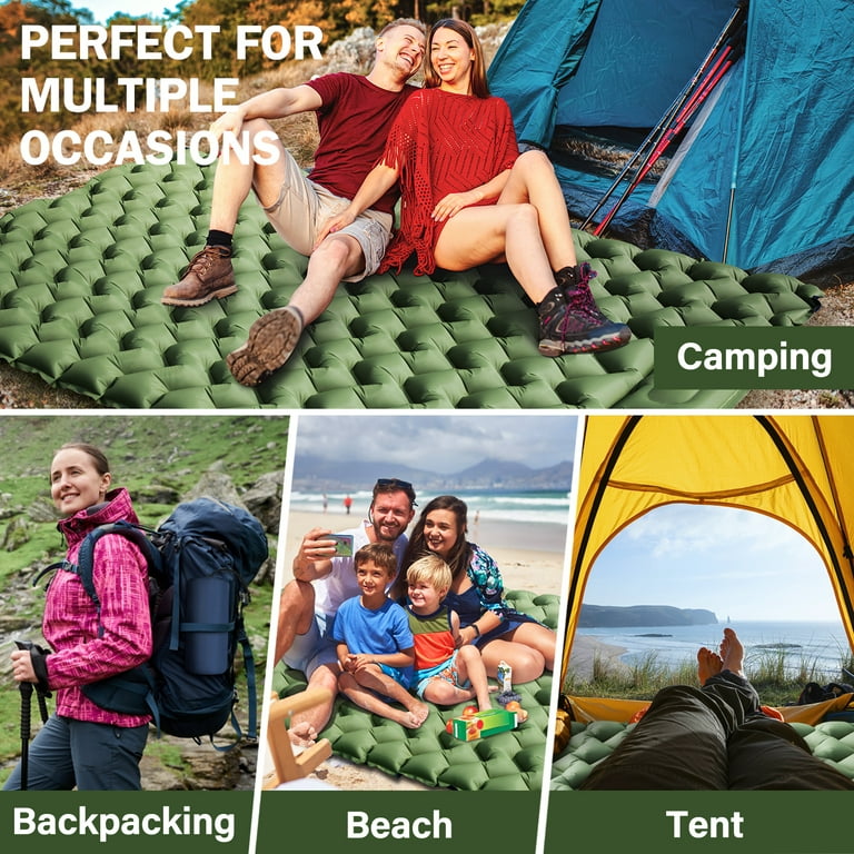 Double Camping Sleeping Pad With Built-in Foot Pump - 4.7 Inch Thick Inflatable Mat For 2 People