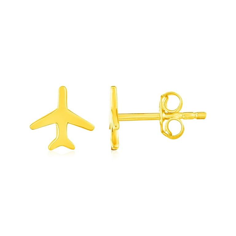Gold airplane earrings store