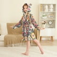 thumbnail image 4 of FORMRS Niños Bathrobe Unisex Hooded Robe Soft Plush Pajamas Sleepwear, Size 4-6T, Colorful Floral Pattern, 4 of 7