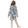 thumbnail image 4 of FORMRS Niños Bathrobe Unisex Hooded Robe Soft Plush Pajamas Sleepwear, Size 2-3T, Blue Cute Train Pattern, 4 of 7