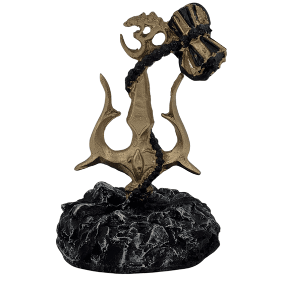 REGVO- Shiva Damru Om Symbol Idol, Decorative Black Statue for Home Temple, Office, Puja Room, Spiritual Showpiece, 1 Count, Religious Gift