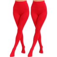 thumbnail image 2 of 2 Pairs Women's Solid Color Tights 80D, Soft Opaque Microfiber Tights, 2 of 6
