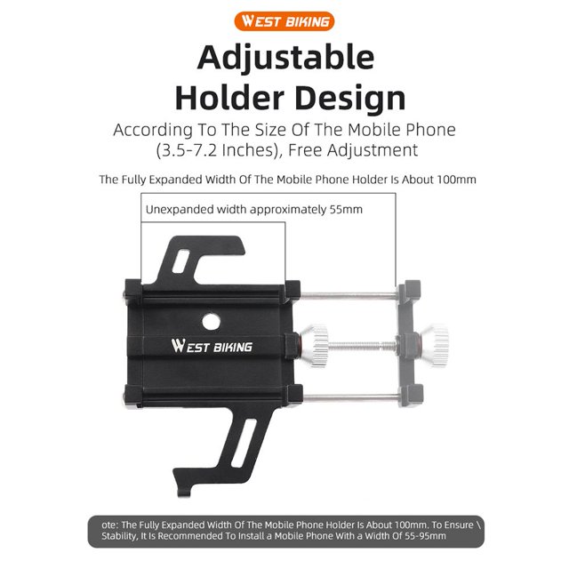 Phone WEST BIKING Cell Clamp Base Double Pole Scooter Clip Naranja