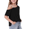 thumbnail image 6 of Mifsaly Girls Off Shoulder T-Shirts Loose Short Sleeve Kids Summer Tops Lightweight Comfortable Soft School Daily Wear Tee, 6 of 9