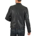 thumbnail image 3 of New Men's Genuine Lambskin Leather Jacket Black Belted Motorcycle Biker Jacket A041, 3 of 4