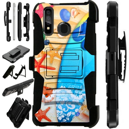 Compatible Samsung Galaxy A50 (2019) Case Armor Hybrid Phone Cover LuxGuard Holster (Beach