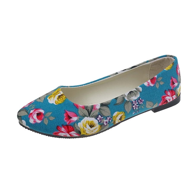 Womens Casual Shoes Rose Flower Multicolor Flat Bottom Soft Sole Pointy Toe Slip on Comfortable Breathable Canvas Single Shoes Spring and Summer New Slip on Flat Shoes Green