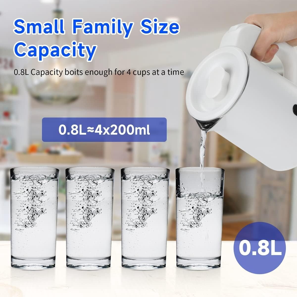 Small Electric Kettle Stainless Steel, 0.8L Portable Travel Kettle...