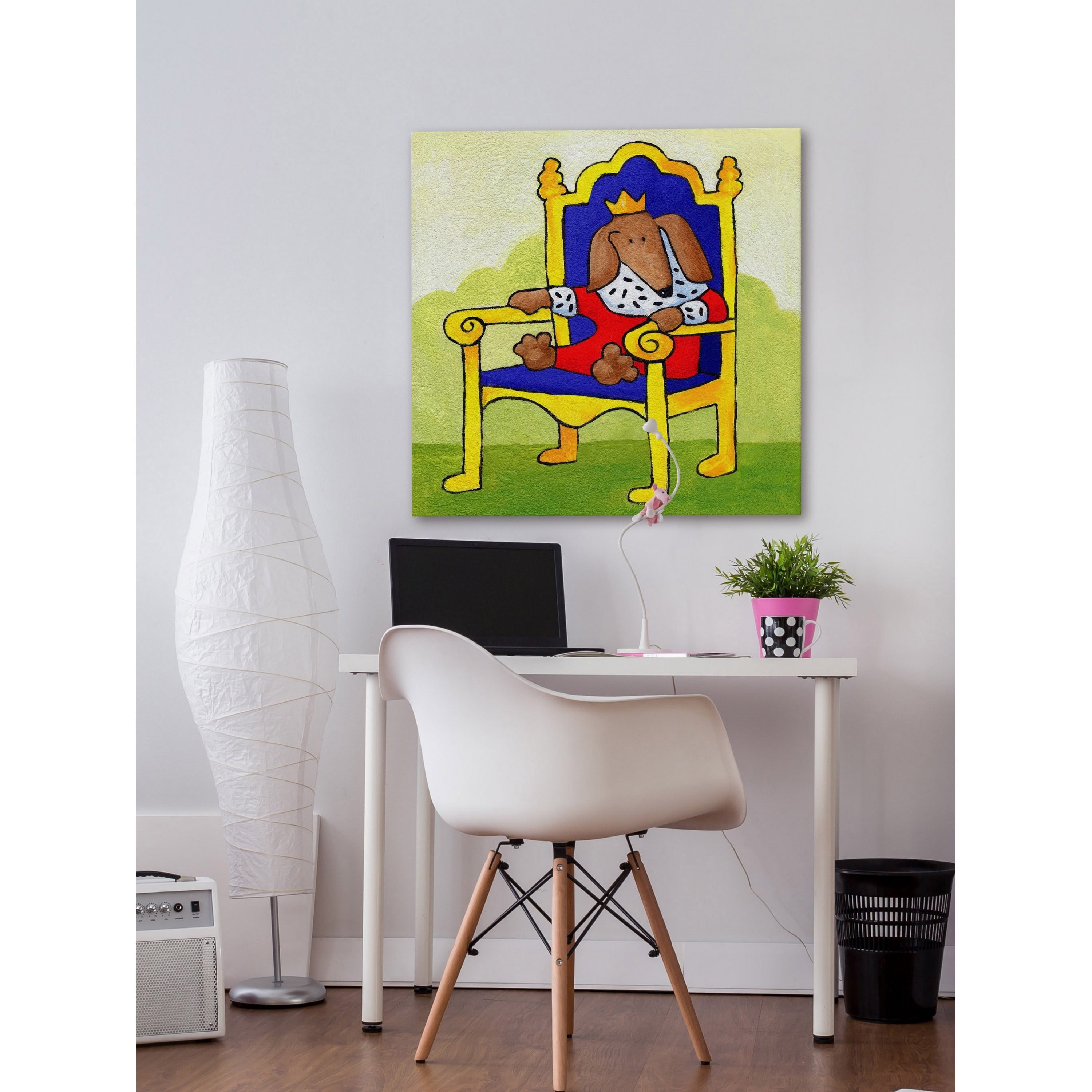 Marmont Hill "Give a Dog a Throne" by Janet Nelson Painting Print on Wrapped Canvas