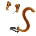 thumbnail image 4 of Conjunto de disfraz con pinza para el pelo y cola de orejas de gato, regalos y accesorios de animales para disfraces y cosplay. Marrón, 4 of 9