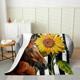 thumbnail image 2 of 3D Brown Horse Blanket ,Summer Sunflower Throw Blanket 30x40 Inch,American Flag Pattern Fleece Blanket,Farmhouse Fuzzy Blanket for Home Room Decor, 2 of 4