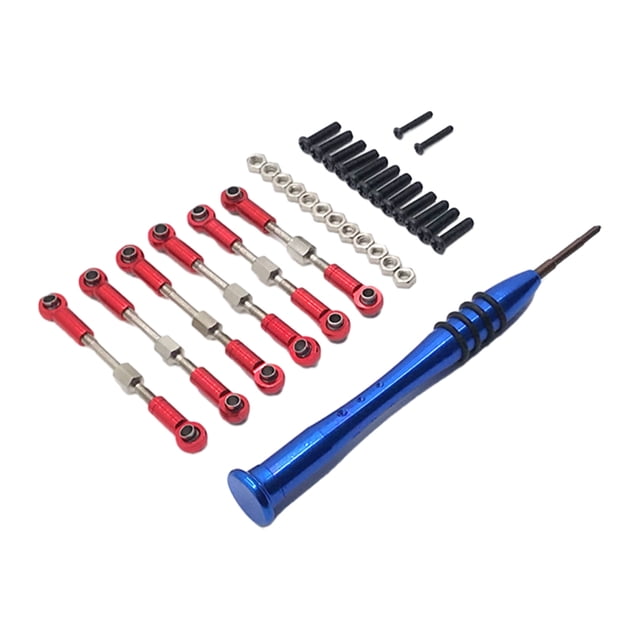 ZheElen RCGOFOLLOW 1/14 Aluminum Alloy Wheelbase Steering Link Rod Set Rc Steering Link Rod Set For Wltoys 144001 RC Car Part Red