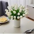 thumbnail image 6 of White Tulip Flowers HYG Artificial Tulip Silk Flowers Fake Flowers Real Touch Tulips Bouquet Faux Flowers for Floral Arrangement Wedding Valentine's Day Mother's Day Table Centerpiece,20 Pcs 13 inch, 6 of 9