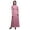 Pink, variant on Bimba Rayon Floral & Leaves Bird Bird Smocked Waist Printed Gown Maxi Side Slit LadiesÂ&nbsp;Dress-Large