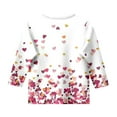 thumbnail image 4 of WhouRiu Toddler Girls T Shirts Valentine'S Day Love Print 3/4 Quarter Sleeve Tops Kids Summer Tshirts White,Sizes 3-4, 4 of 4