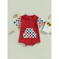 thumbnail image 4 of Aojekbee Independence Day Baby Summer Jumpsuit Casual Checkerboard/ Geometric Print Short Sleeve Romper for Toddler Boy Girls, 4 of 10