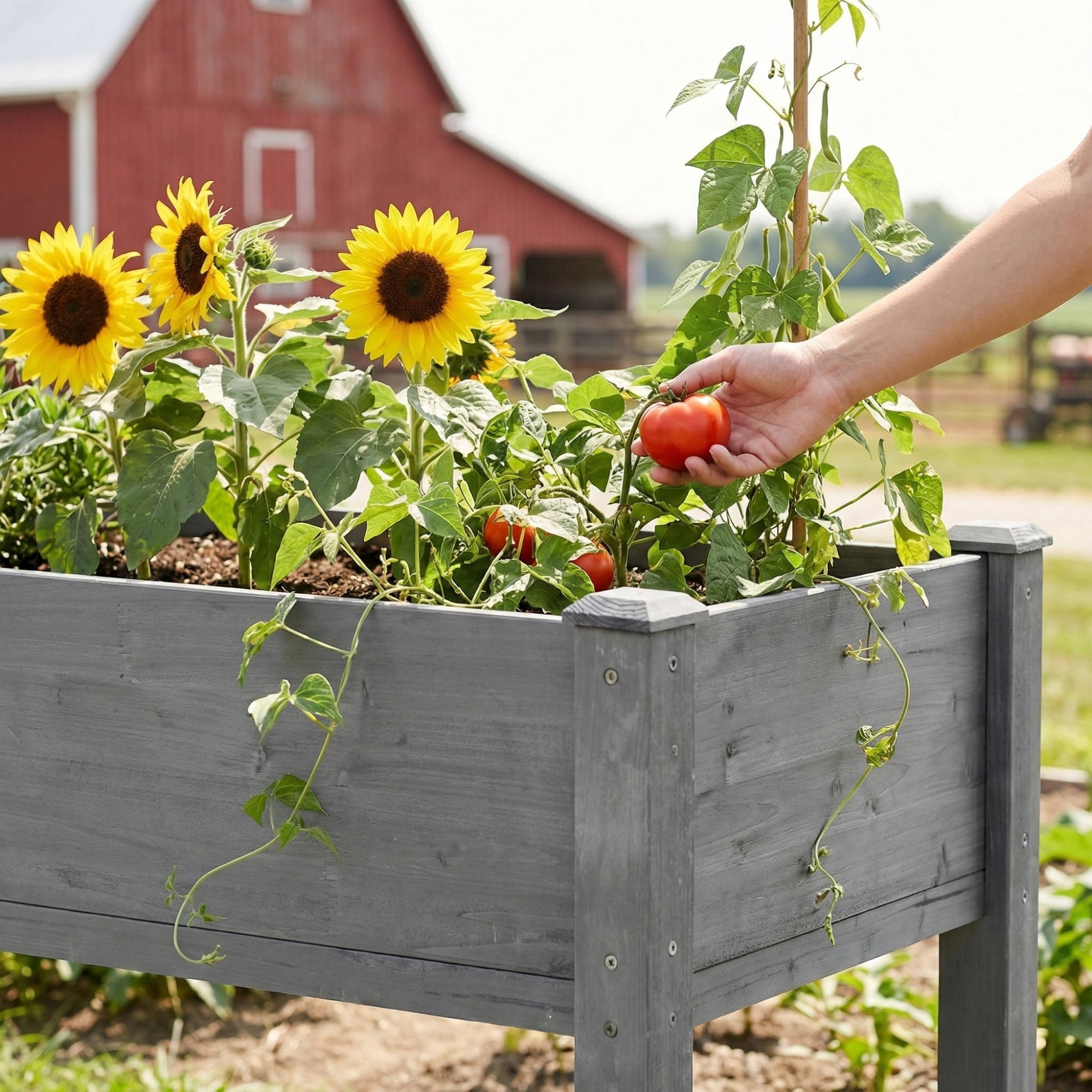 Leumius 48x24x30 Inch Raised Garden Bed with Legs, Elevated Wooden Planter Box for Outdoor Plants Flowers Fruits Vegetable Herb Growing Grey