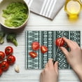 thumbnail image 4 of Folk Cutting Board, Old Vintage Swirls Leaf Abstract Composition with Vertical Borders, Decorative Tempered Glass Cutting and Serving Board, Small Size, White Black, by Ambesonne, 4 of 5