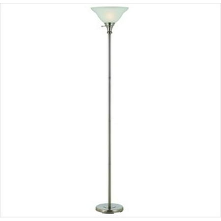 Rust Mica Wrought Iron Cal Lighting BO-213-BS 150 W 3 Way Torchiere With Glass Shade, Brushed Steel Finish ()