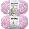 Bernat Baby Blanket Yarn - Big Ball 10.5 oz - 2 Pack with Pattern Cards in Color Pretty Girl