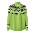 thumbnail image 5 of larppty Women's Fair Isle Sweater Casual Crewneck Long Sleeve Lightweight Vintage Knit Jumper Tops (Green, L), 5 of 8