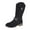 Black, variant on QQAMB Women's Mid-Calf Boots Retro Western Cowboy Style With A Round Toe Mid Block Heel Zipper A Buckle And A Hollow Out Design