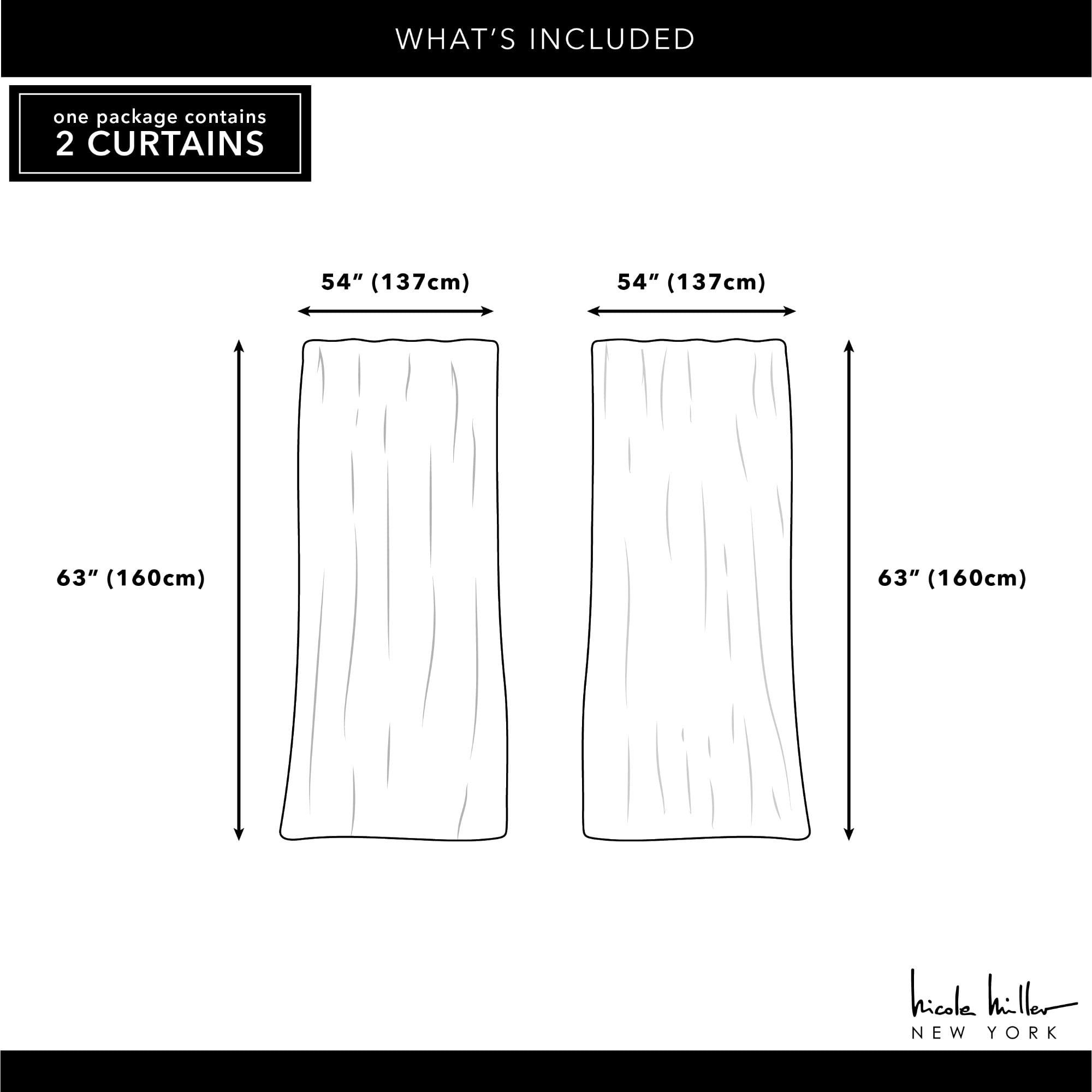 Nicole Miller New York Peterson Cotton Blend Tuxedo Tab Top Light Filtering Curtain Panels, 54"x 63", Natural, Set of 2