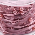 thumbnail image 3 of Cinta de encaje transparente con cuentas de perlas de 10 metros para decoración de bodas DIY, color rosa Rosado, 3 of 6