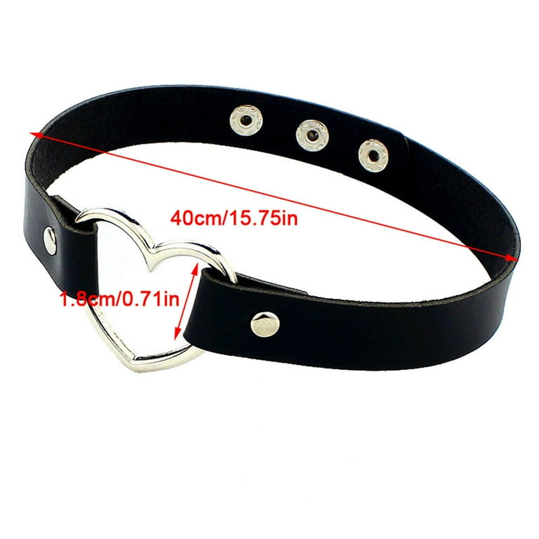 TureClos Women A os Leather Heart shaped Collar Necklace Adjustable PU Choker Punk Style Jewelry Walmart