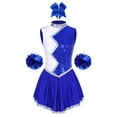 thumbnail image 3 of iixpin Women Shiny Sequin Cheerleading Uniform Sleeveless Cheer Leader Outfits Stage Performance Blue L, 3 of 7