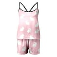 thumbnail image 4 of GHSOHS Sleepwear Pajamas for Women Set Waffle Knit Lounge Set Women Sexy Colorful Printed Camisole and Shorts Home Sleeveless Top Pajamas Casual Sleepwear Two-piece Pj Sets Outfit Lounge Sets Pj Sets, 4 of 4