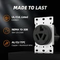 thumbnail image 5 of Hyper Tough Flush Mount 30A Dryer Outlet, 125-250V, 3-Wire, Single/2-Gang Box Compatible, 5 of 9