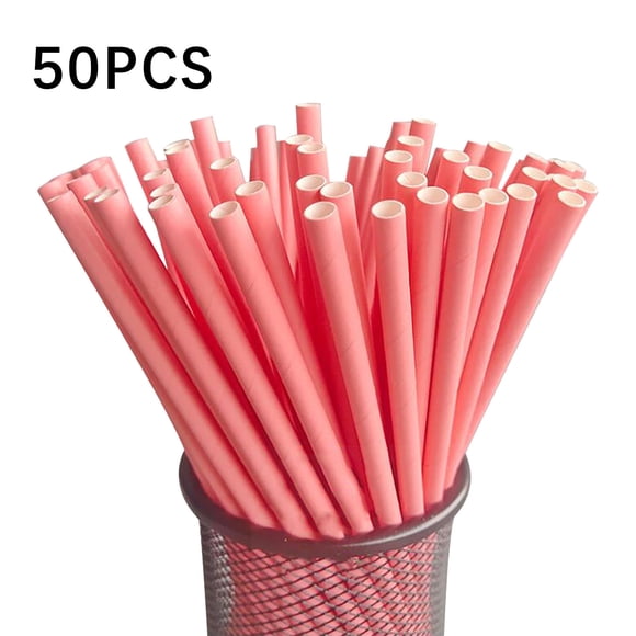 WREESH Paille en Papier Dégradable Jetable pour Boisson Fête Dessert Décoration de Gâteau (50 Pcs)