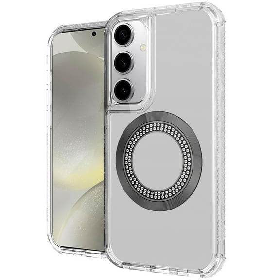 For Samsung Galaxy S25 Ultra Magnetic Circle Compatible with Magsafe, Hybrid Chrome 3in1 Transparent Shockproof TPU Bumper Cover, XPM Phone Case [Clear]