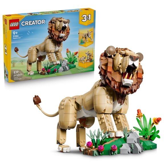 LEGO Creator 3 in 1 Wild Animals: Majestic Lion - Building Toy for Boys & Girls, Ages 9 - Kids Bedroom or Desk Decor - Lion Toy with 3 Building Options - Gift for Birthdays - 31386