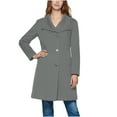 thumbnail image 4 of Zedker Trench Coat Womens Pea Coats for Women Thicken Wool Single Breasted Mid-Long Thicken Wool Trench Coat with Belt Gray M, 4 of 9
