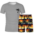 thumbnail image 3 of Afdoent Men's 2 Piece Short Set Mens Hawaiian Crew Neck Short Sleeve T Shirt And Printed Shorts Two Piece Set Beach Clothes Comfortable, 3 of 5