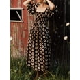 thumbnail image 2 of Gupgi Robe Bohème pour Femme à Encolure Carrée, Manches Bouffantes, Longue Robe à Fleurs, Décontractée, Vacances, Ample, Robe d'Été, 2 of 8